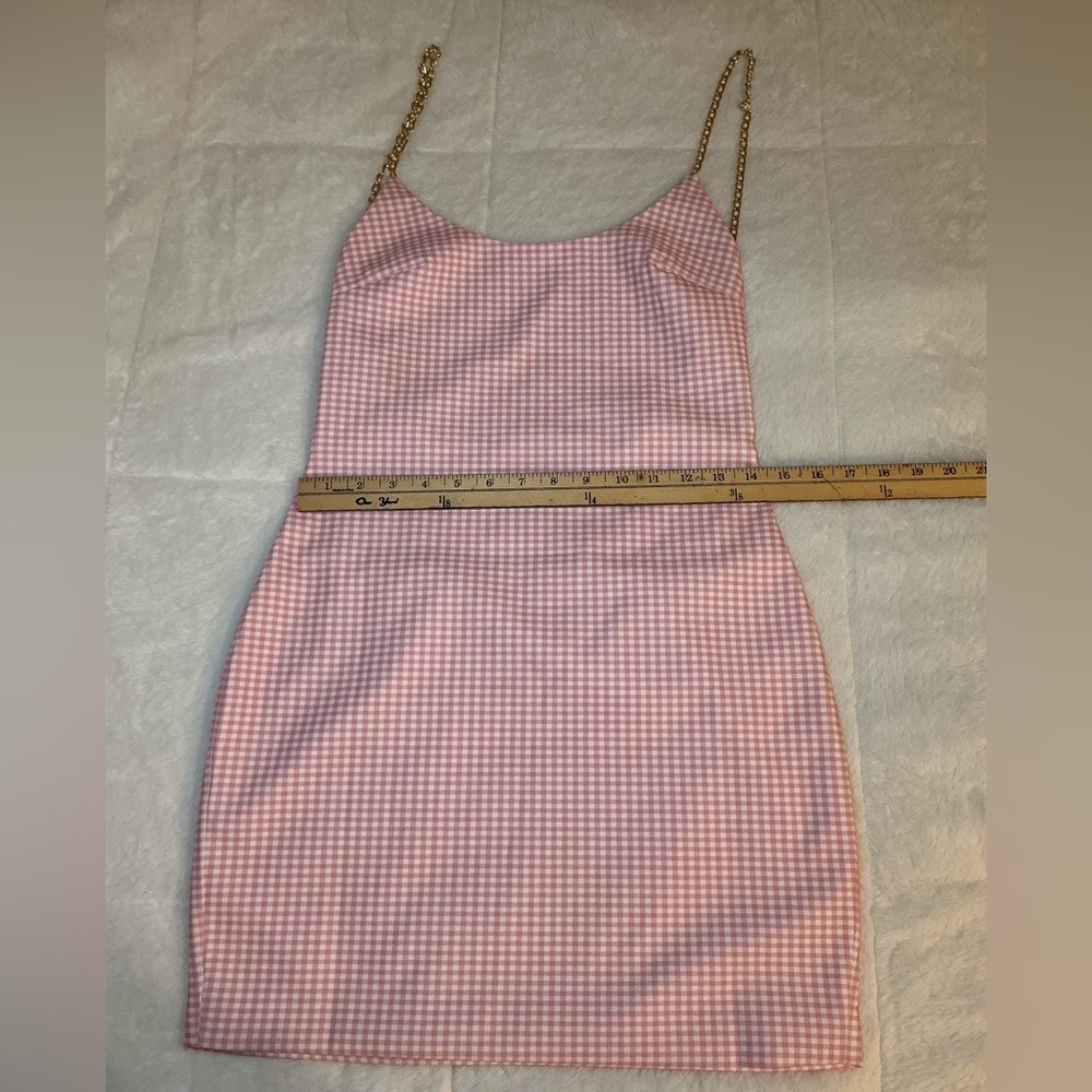 Meshki Pink Gingham Dress with Chain Straps - Picture 2 of 8